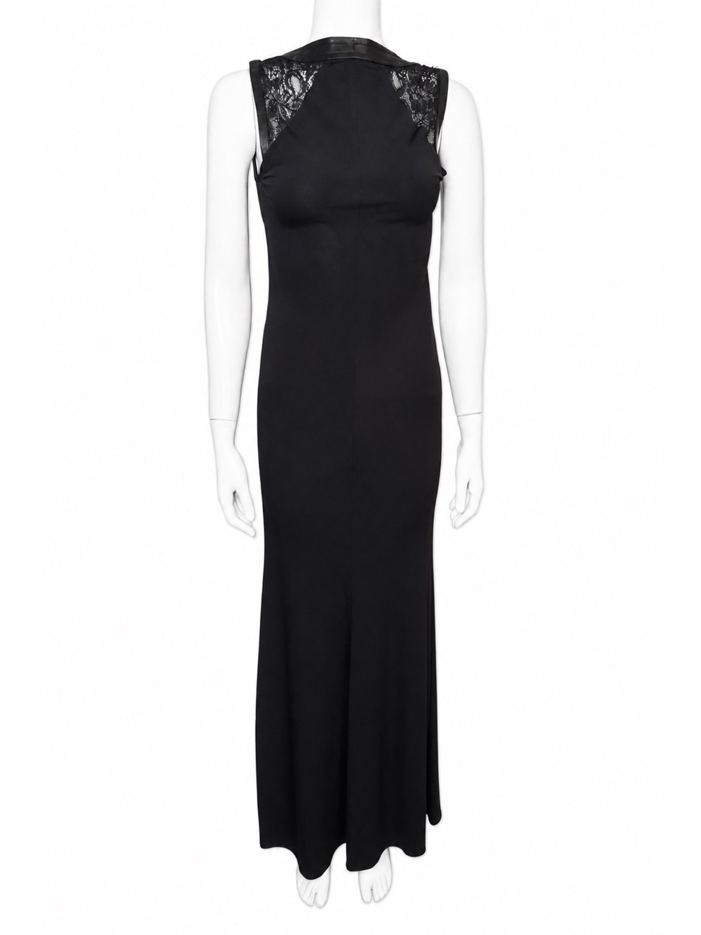 Cut25 by Yigal Azrouel Black Lace-Trim Maxi Dress
